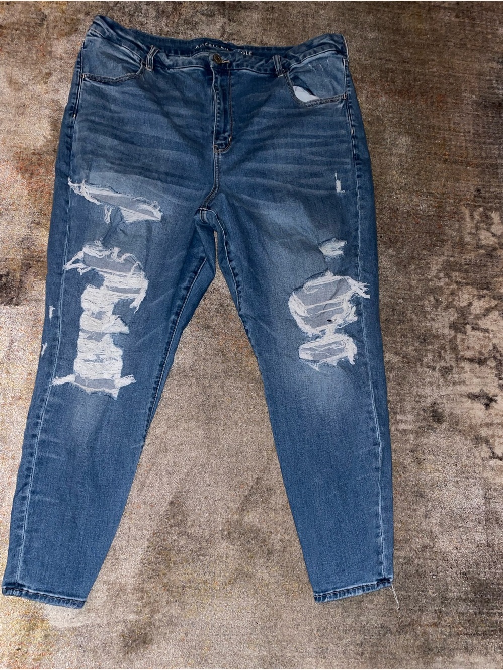 American Eagle Outfitters Distressed Blue Distressed Skinny Jeans Size 24 Reg